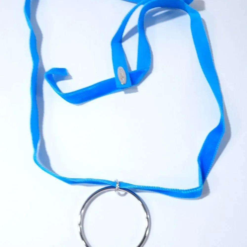 Joomi Lim Velvet Choker Hoop Pendant Blue NWOT 75